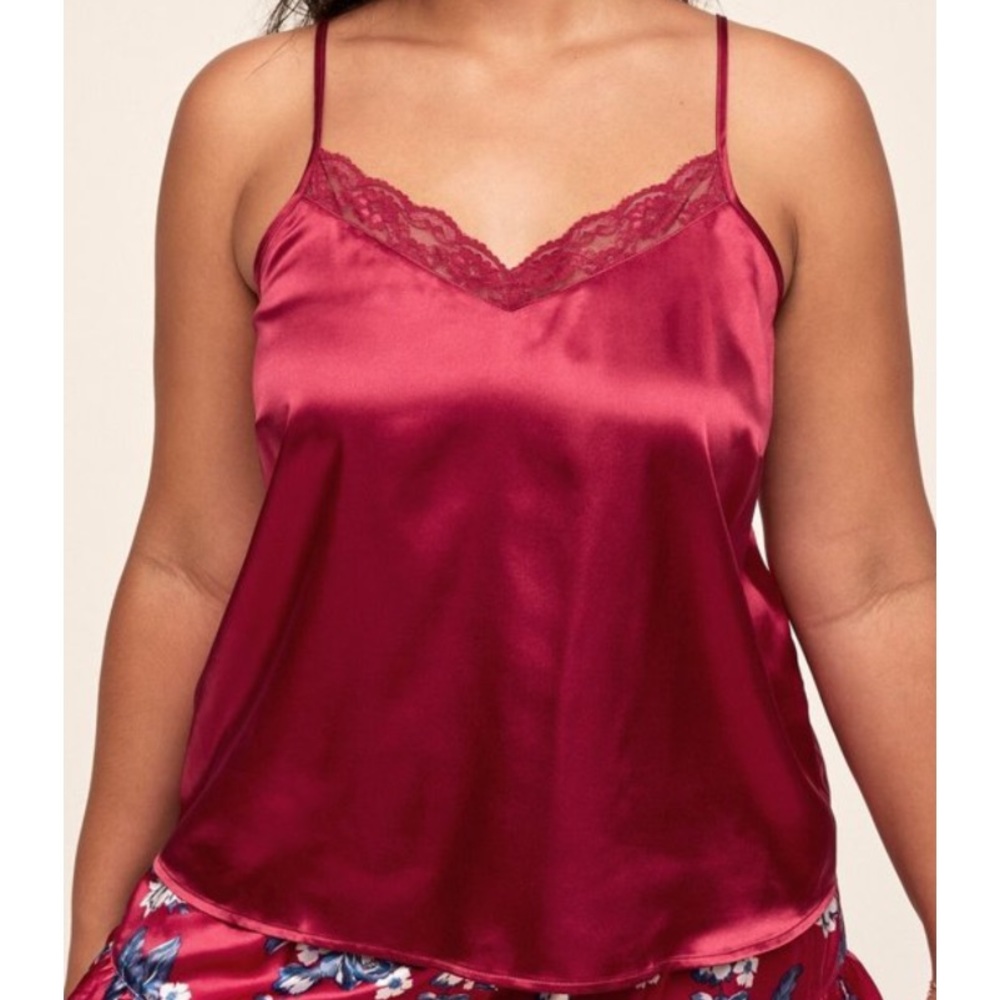 NWT Adore Me Luana Red Lace Trim V-Neck Satin Camisole 4X